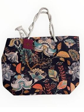 Alfa Bags Large Floral Shopper Tote NWT Floral Rope Handle Black Multi Print